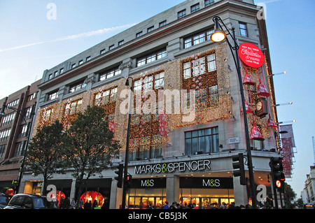 Marks & Spencer zu speichern, zu Weihnachten, Oxford Street, City of Westminster, London, Greater London, England, Vereinigtes Königreich Stockfoto