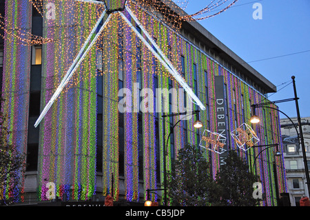 Debenhams Kaufhaus am Weihnachten, Oxford Street, City of Westminster, London, Greater London, England, Vereinigtes Königreich Stockfoto