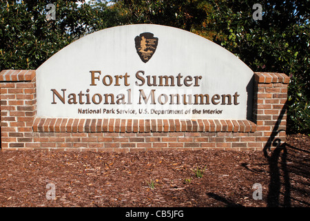 Fort Sumter National Monument Zeichen in Charleston, South Carolina Stockfoto