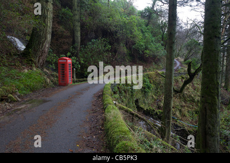 Telefonzelle in Film vorgestellten "Ich weiß, wo ich gehen" an der Carsaig Bucht, Isle of Mull, Schottland. Stockfoto