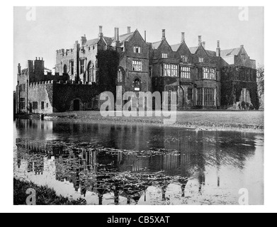 Broughton Burg mittelalterliche Herrenhaus, die England sogar Graben Tudor Stockfoto