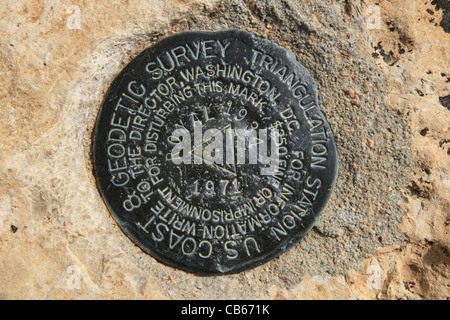 USGS-Benchmark im Cape Royal auf der North Rim des Grand Canyon, Arizona Stockfoto