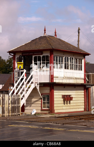 Alte traditionelle Eisenbahn Stellwerk (als Inspiration für die airfix kit Modell verwendet), Oakham, Rutland, England, Großbritannien Stockfoto