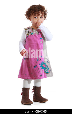 Zwei 2 Jahre altes Mädchen Ausschnitt rosa Kleid Stockfoto
