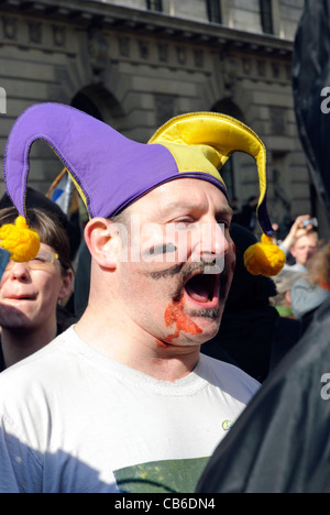 Demonstrant in der Kundgebung gegen den G20-Gipfel in London - März 2009 Stockfoto