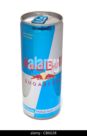 RedBull zuckerarm-Energy-Drink isoliert auf einem weißen Studio-Hintergrund. Stockfoto