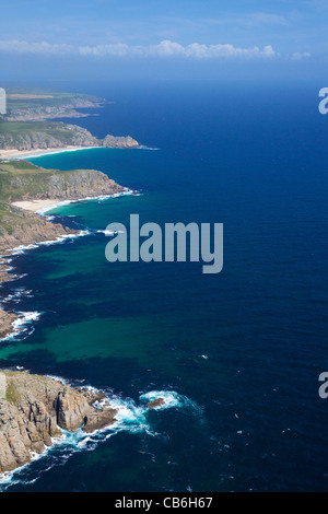 Luftbild des Lands End Halbinsel von Gwennap Head, Logan Rock, West Penwith, Cornwall, England, UK, Deutschland, GB, Gr Stockfoto