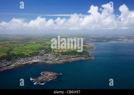 Luftaufnahme von Mousehole und Penzance, Lands End Halbinsel, West Penwith, Cornwall, England, UK, Deutschland, GB, Stockfoto