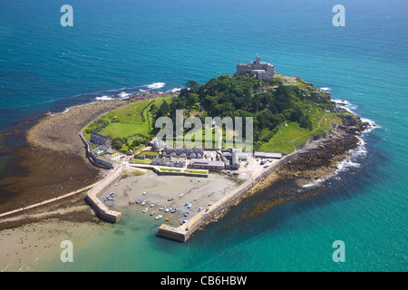 Luftaufnahme von St. Michaels Mount, Penzance, Lands End Halbinsel, West Penwith, Cornwall, England, UK, Deutschland, GB, Stockfoto