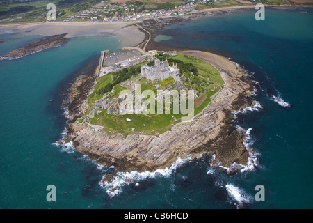 Luftaufnahme von St. Michaels Mount, Penzance, Lands End Halbinsel, West Penwith, Cornwall, England, UK, Deutschland, GB, Stockfoto