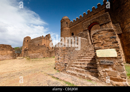 Fasiladas Palast und dem Palast Iyasu in die königliche Gehege, Gonder, Nord-Äthiopien, Afrika. Stockfoto