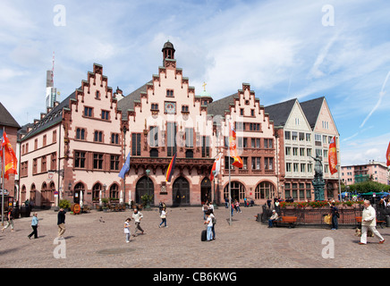 Frankfurter Rathaus Romerberg Square, Deutschland. Stockfoto