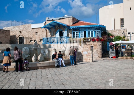 Plaza in Altstadt, Cafe, Jaffa, Israel, Asien, mediterran Stockfoto