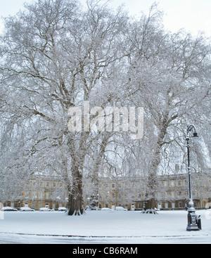 Die Royal Circus im Schnee Bad Somerset England UK Stockfoto