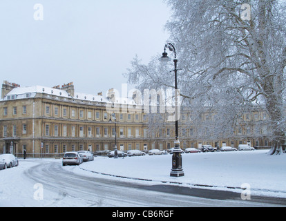 Die Royal Circus im Schnee Bad Somerset England UK Stockfoto