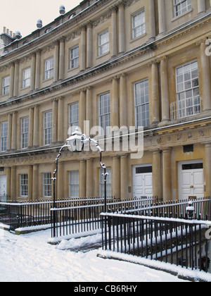 Ein Teil der königlichen Zirkus im Schnee Bad Somerset England UK Stockfoto