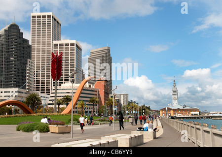 Der Embarcadero Waterfront und Fahrbahn Port of San Francisco California Stockfoto