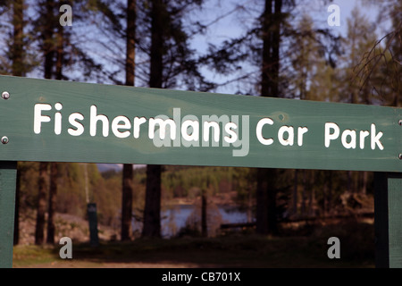 Fischers Parkplatz am Loch Achray im Achray Wald ist Teil des Queen Elizabeth Forest Park in die Trossachs Stockfoto