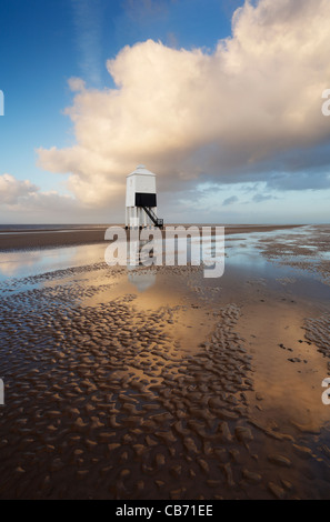 Hölzerne Leuchtturm. Burnham-on-Sea. Somerset. England. VEREINIGTES KÖNIGREICH. Stockfoto