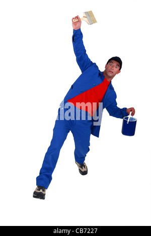 Schockiert Maler nach hinten fallen Stockfoto