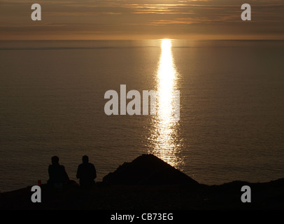 Sonnenuntergang Picknick, Cornwall, UK Stockfoto