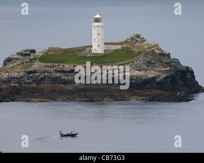 Leuchtturm von Godrevy, St Ives Bay, Cornwall, UK Stockfoto