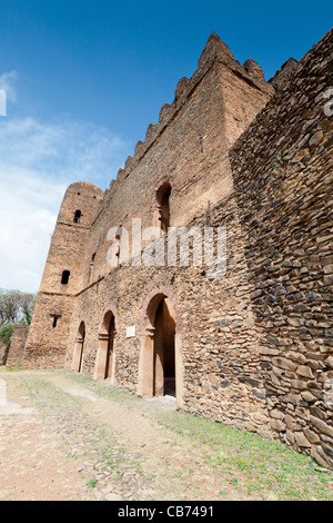 Blick auf den Palast Iyasu I in die königliche Gehege, Gonder, Nord-Äthiopien, Afrika. Stockfoto