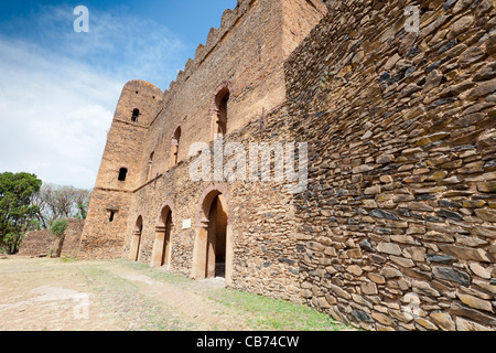 Blick auf den Palast Iyasu I in die königliche Gehege, Gonder, Nord-Äthiopien, Afrika. Stockfoto