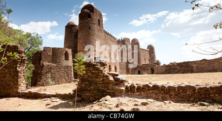 Anzeigen der Palast Iyasu ich und Fasiladas Palast in die königliche Gehege, Gonder, Nord-Äthiopien, Afrika. Stockfoto