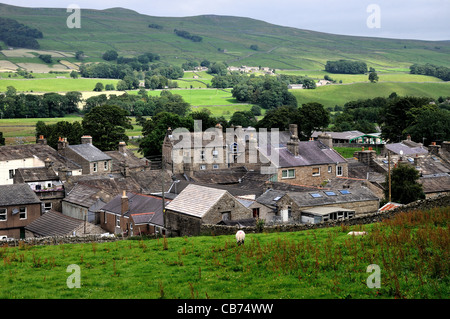 Dächer im Dorf Hawes in Wensleydale, Yorkshire Stockfoto