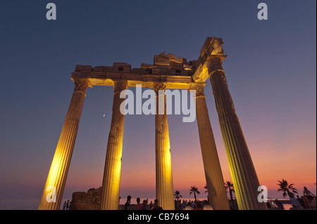 Apollon-Tempels in der Abenddämmerung Side Antalya Türkei Stockfoto