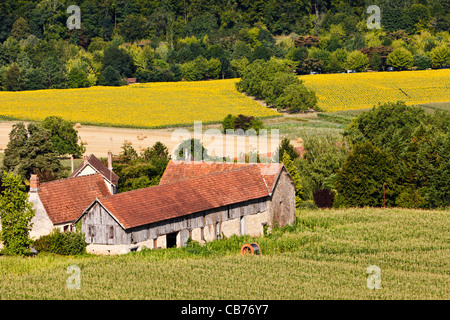 Bauernhaus und Scheune in Dordogne, Frankreich, Europa Stockfoto