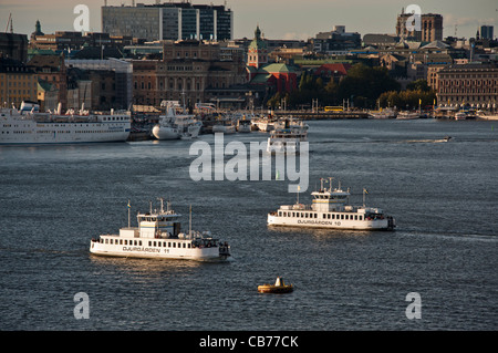 Stockholms Ström, auch bekannt als Strömmen in Stockholm ist der innerste Teil des Saltsjön, eine Bucht der Ostsee Stockfoto