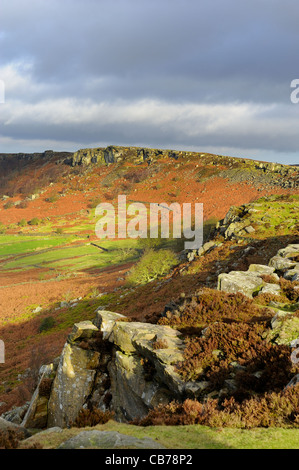 Herbst Ansicht der Curbar Kante aus Baslow Rand Derbyshire Peak District England uk Stockfoto