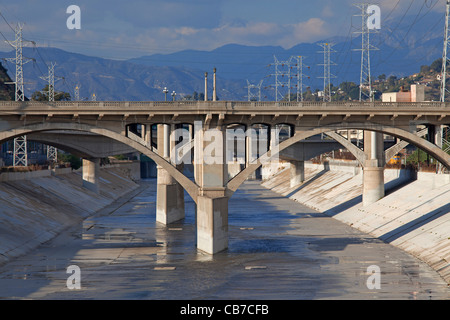 Spring Street Brücke über Los Angeles River, die Innenstadt von Los Angeles, Kalifornien, USA Stockfoto