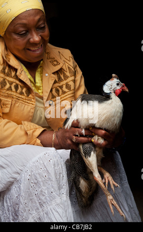 Ein Huhn Straße Verkäufer, Havanna (La Habana), Kuba Stockfoto