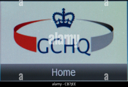 Erweiterung der GCHQ Logo von Computer-Bildschirm. Stockfoto