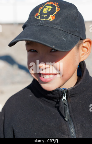 Junge aus Ittoqqortoormiit, Scoresbysund, Grönland Stockfoto