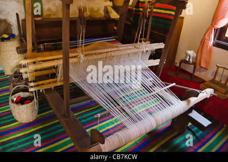 Webstuhl in traditionellen Haus, Koprivshtitsa, Provinz, Bulgarien Stockfoto