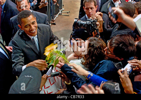 US-Präsident Barack Obama im Wahlkampf 2007 in Dallas Texas Reunion Arena. Stockfoto