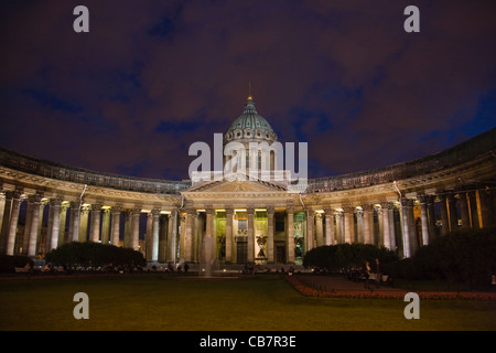 Nachtansicht Kasaner Kathedrale, Sankt Petersburg, Russland Stockfoto