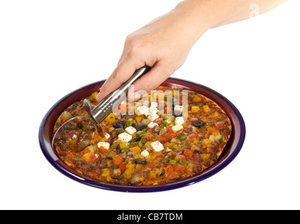 vegetarische Pizza, Foto auf dem weißen Hintergrund Stockfoto