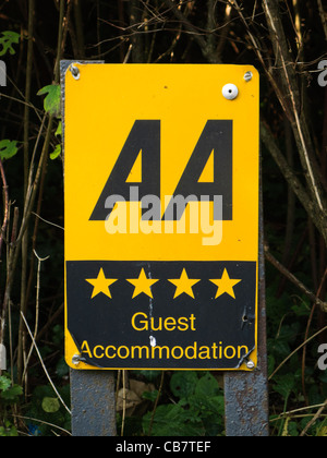 AA-Rating-Schild im Hotel Guest House in England, Großbritannien Stockfoto