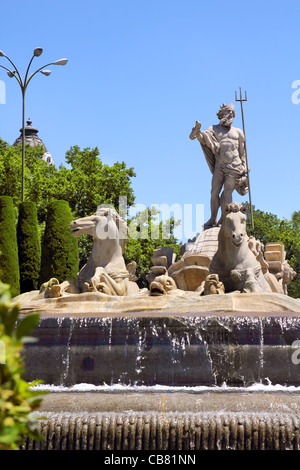 Madrid-Neptuno Brunnen in Paseo De La Castellana Spanien Stockfoto