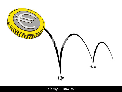 Vektor-Symbol Euromünze springen Stockfoto