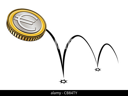 Vektor-Symbol Euromünze springen Stockfoto