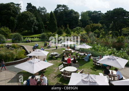 Das Café im Freien in Ventnor Botanic Gardens auf der Isle Of Wight Stockfoto