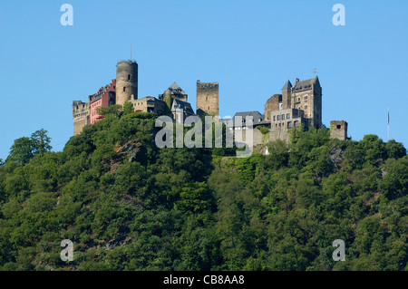 Oberwesel, Schönburg, Mittelrhein, Rheinland-Pfalz, Deutschland | Oberwesel, Burg Schönburg, Fluss Rhein, Deutschland Stockfoto