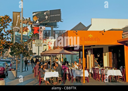 Sunset Plaza Restaurant Bar Pflaster Clafoutis Sunset Boulevard Beverly Hills Los Angeles USA Stockfoto