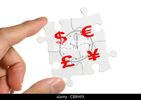 Puzzle und Dollarzeichen, Business-Konzept Stockfoto